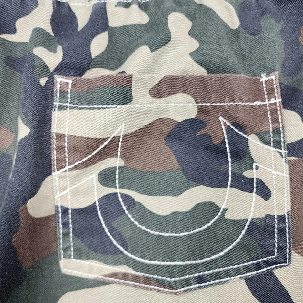 True Religion Pants Mens L Green Camo Cargo Jogger Hunting Streetwear Casual
